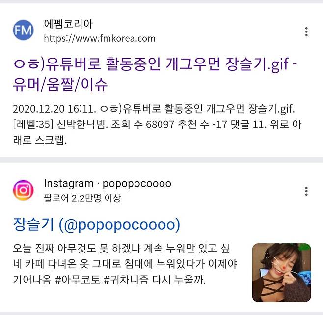 Screenshot_20250417_235039_Samsung Internet.jpg 포텐 올라 온 장슬기 줄넘기 검색하다가 본 펨붕
