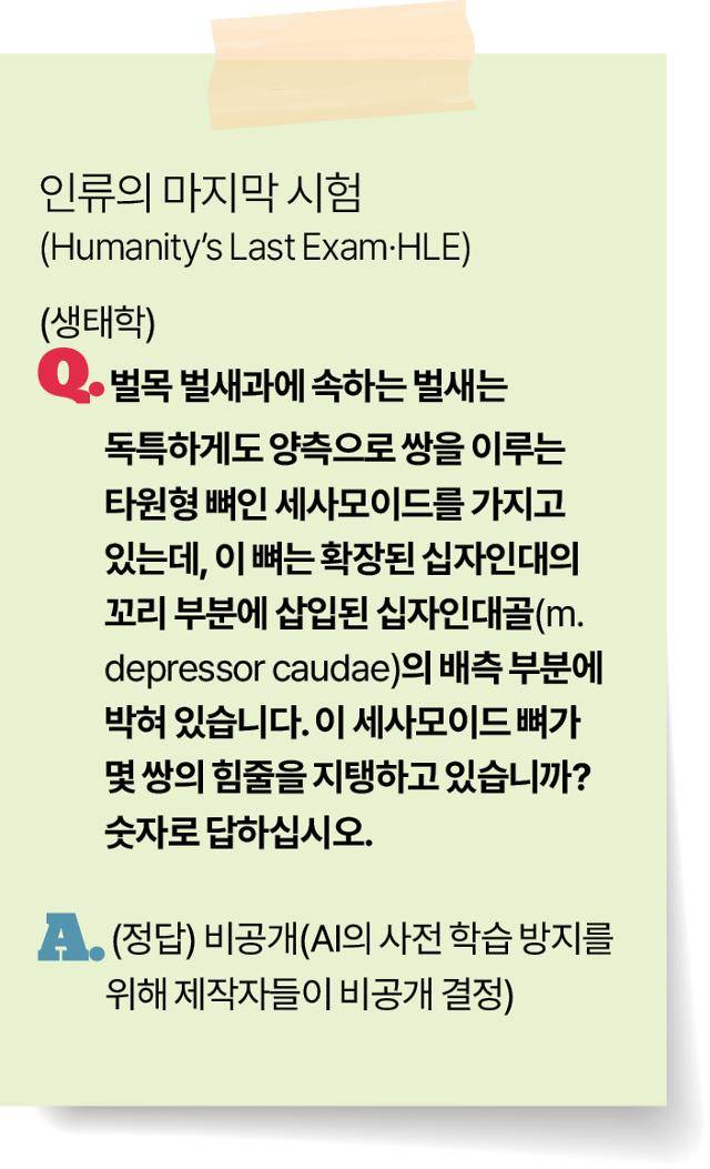 인류의 마지막 시험 예시문제. 그래픽=송정근 기자