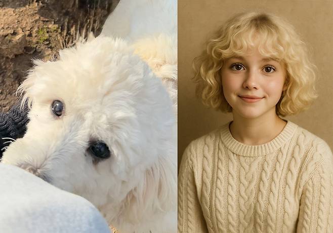 챗GPT를 활용해 강아지를 사람의 모습으로 변환한 이미지