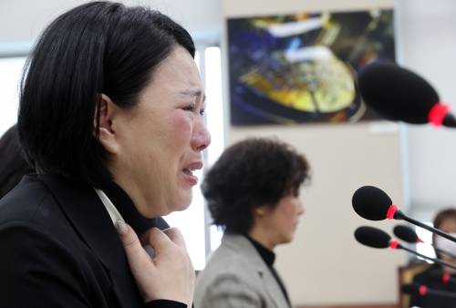 발언하는 고 오요안나씨의 어머니 사진제공 : 연합뉴스