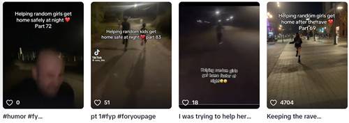 '여자를 안전하게 집 바래다주기' 틱톡 영상물 [틱톡 캡처. DB 및 재판매 금지]