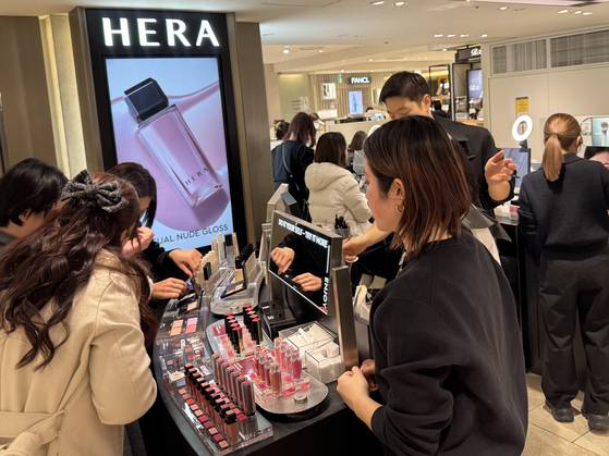 지난 2월 일본 도쿄 긴자의 미쓰코시 백화점에서 열렸던 한국 화장품 브랜드 '헤라'의 팝업 스토어. 유지연 기자