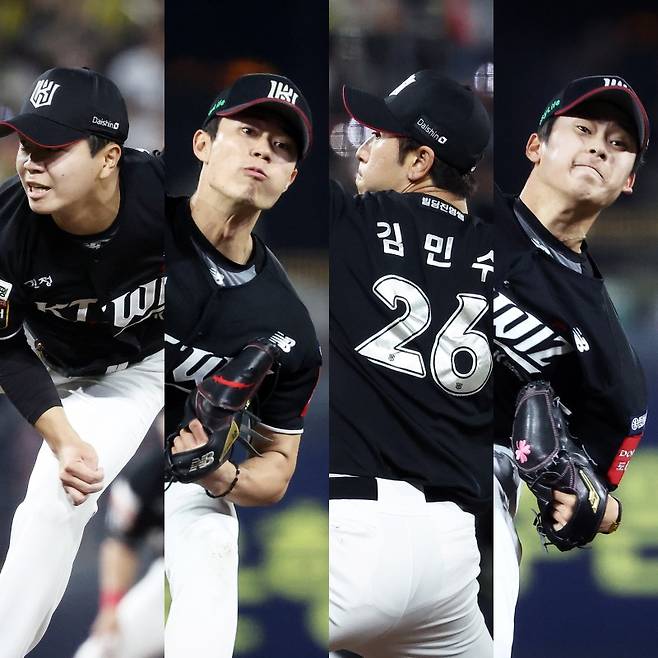 왼쪽부터 KT 필승조 손동현, 원상현, 김민수, 박영현. /사진=KT 위즈 제공
