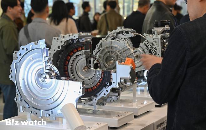 현대차그룹이 10일 오전 서울 중구 크레스트 72에서 차세대 하이브리드&nbsp;시스템 테크 데이를 개최했다./사진=이명근 기자 qwe123@