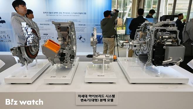 현대차그룹이 공개한 차세대 하이브리드&nbsp;시스템./사진=이명근 기자 qwe123@