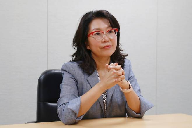 양은영 차바이오그룹 글로벌BD본부장(부사장)이 지난 17일 경기도 성남시 판교 차바이오컴플렉스에서 진행된 머니투데이와의 인터뷰에서 차바이오텍의 세포·유전자치료제(CGT) 시장 선점 전략에 대해 설명하고 있다.