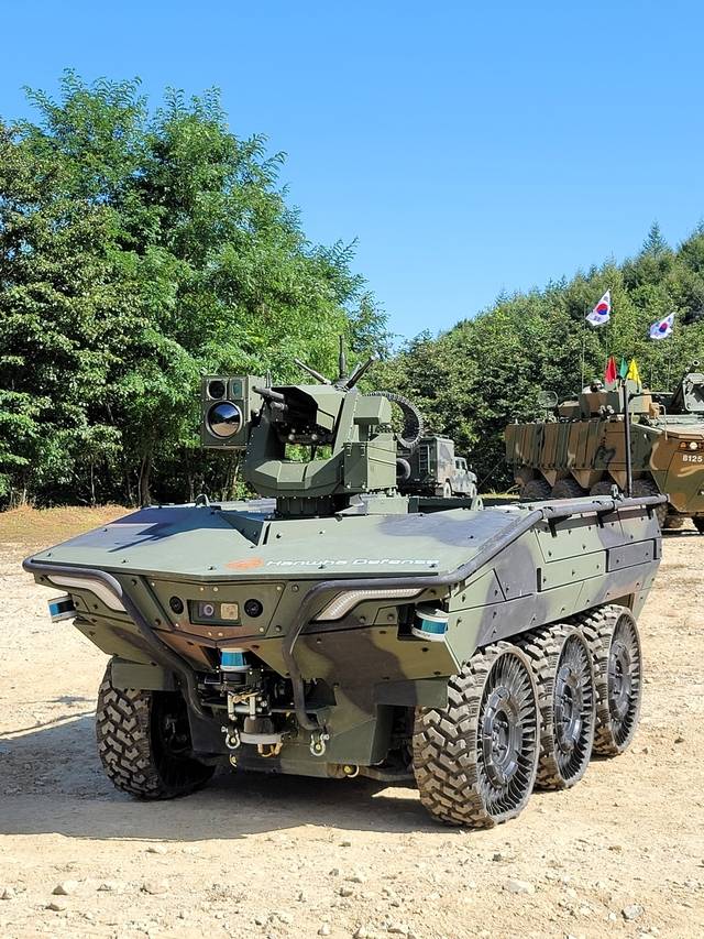 한화에어로스페이스가 개발한 다목적 무인차량 아리온스멧. 한화에어로스페이스 제공