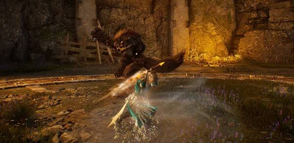 - 차지 액션 모션은 몬스터 헌터 대검 참 모아베기와 유사하다