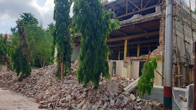 지진으로 훼손된 미얀마의 건물 [대한불교조계종사회복지재단 제공. 재판매 및 DB 금지]