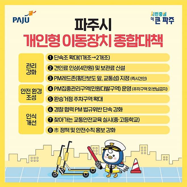 파주시 개인형 이동장치 종합대책 안내문. /사진제공=파주시