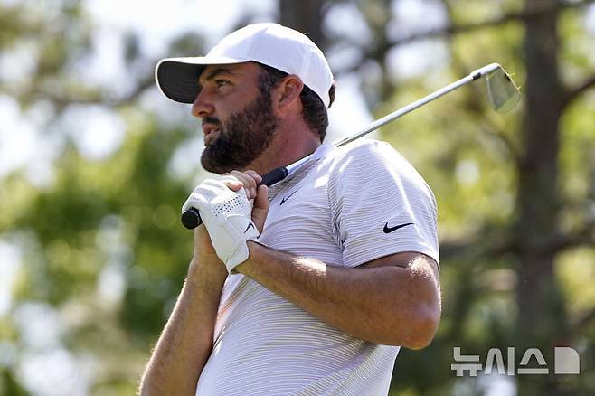 [오거스타=AP/뉴시스] 미국프로골프(PGA) 투어 마스터스 토너먼트에 출전한 스코티 셰플러. 2025.04.10.