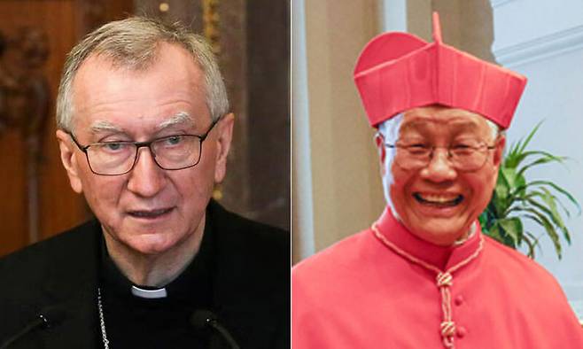 파롤린 추기경(왼쪽), 유흥식 추기경.