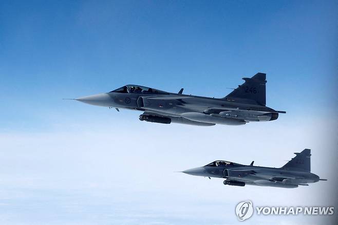 스웨덴 공군의 JAS 39 그리펜 전투기 [로이터 연합뉴스 자료사진. 재판매 및 DB 금지]