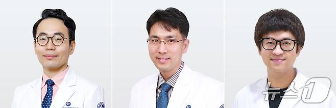충남대병원 호흡기알레르기내과 박동일(왼쪽부터)·정재욱 교수, 심장혈관흉부외과 한성준 교수. (충남대병원 제공. 재판매 및 DB금지) /뉴스1