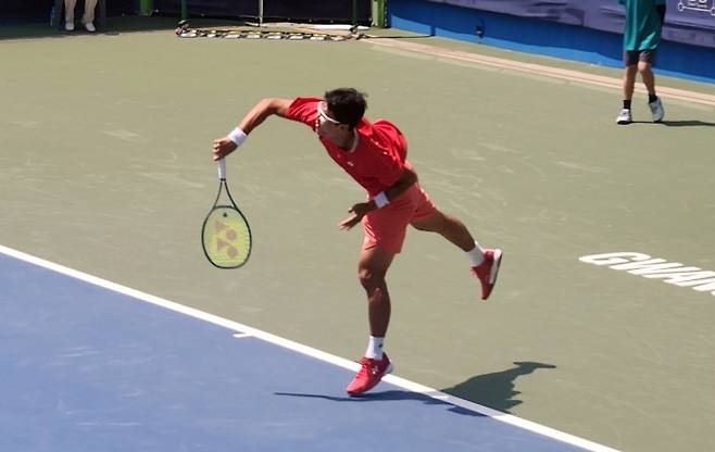 정현의 1라운드 경기 모습. (사진/김경무 기자)