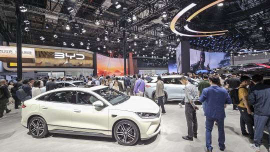 23일 중국 상하이 국가전시컨벤션센터(NECC)에서 열린 상하이모터쇼 BYD 부스. 한국자동차기자협회 제공