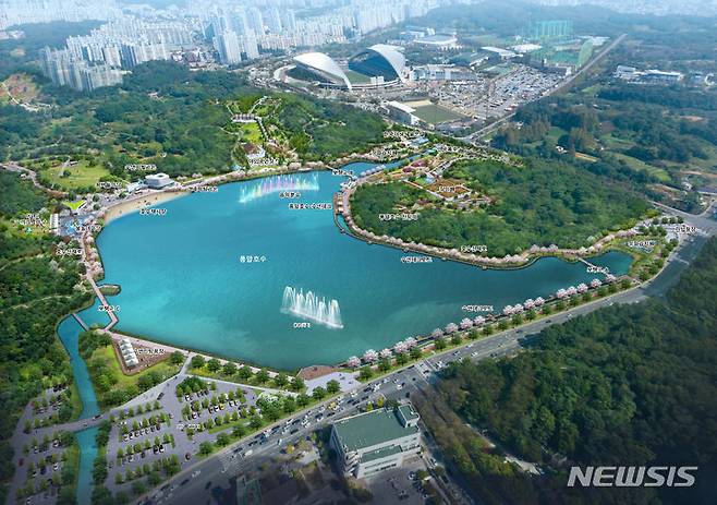[광주=뉴시스] 광주 민간공원특례사업 중앙공원 1지구 풍암호수공원. (사진=빛고을중앙공원개발사 제공·뉴시스DB). photo@newsis.com *재판매 및 DB 금지