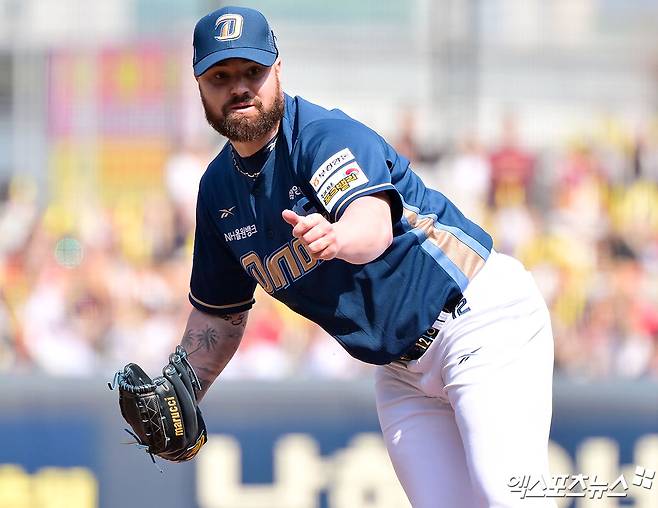 NC 투수 로건은 23일 잠실구장에서 열린 '2025 신한 SOL Bank KBO 리그' LG와 주중 3연전 두 번째 경기에서 선발 등판해 4⅓이닝 1실점을 기록했다. KBO리그 입성 후 6경기 동안 아직 첫 승이 없다. 엑스포츠뉴스 DB
