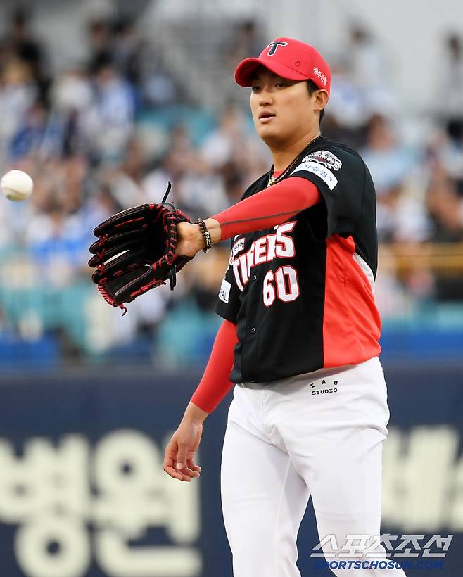 23일 대구 삼성라이온즈파크에서 열린 삼성 라이온즈와 KIA 타이거즈의 경기. KIA 김도현이 숨을 고르고 있다. 대구=박재만 기자 pjm@sportschosun.com/2025.04.23/