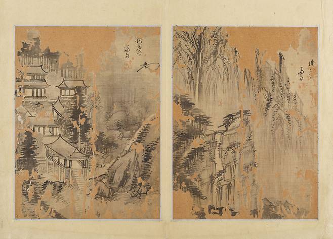 겸재 정선의 금강산 그림. ‘유점사’(왼쪽)와 ‘불정대’. /서울대 규장각한국학연구원