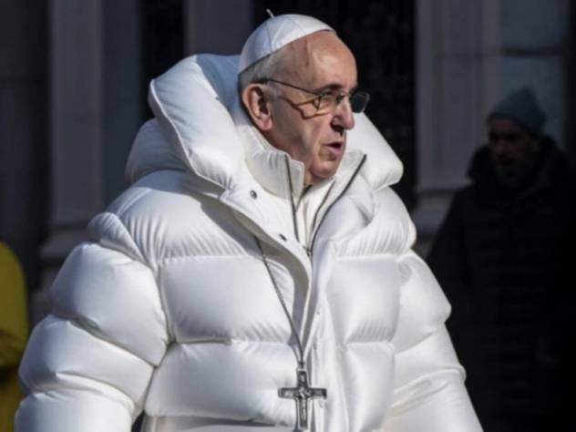 2023년 명품 패딩을 입은 것으로 알려져 화제가 됐던 프란치스코 교황 사진. 이 사진은 알고보니 AI로 조작된 딥페이크물이었다./사진=SNS 갈무리