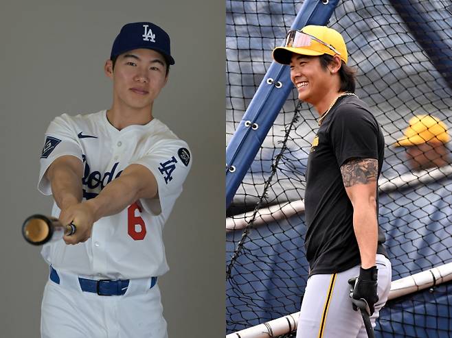 트리플A에서 활약 중인 김혜성과 배지환이 인상적인 활약을 펼쳤다. 사진은 LA다저스에 입단한 김혜성(왼쪽)과 피츠버그 파이리츠에서 활약한 배지환의 모습. /사진=로이터