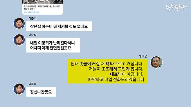 ▲이준석-명태균 메시지(2022.10.5.) (출처 : 명태균PC)