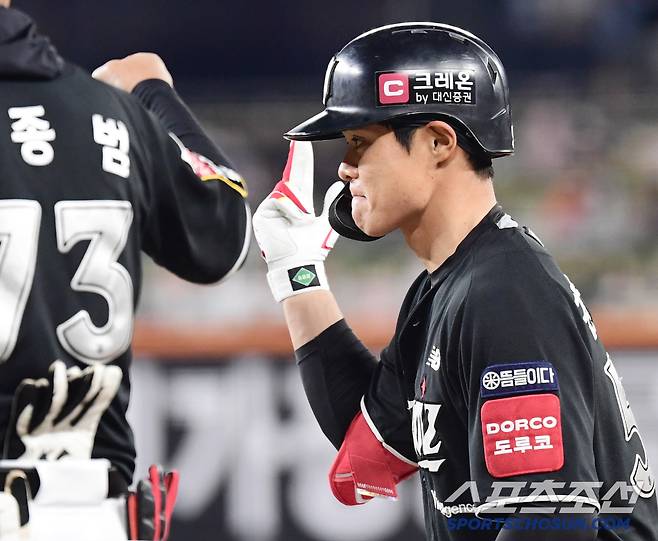 25일 대전 한화생명볼파크에서 열린 한화와 KT의 경기. 4회 1타점 적시타 날린 KT 권동진. 대전=송정헌 기자songs@sportschosun.com/2025.04.25/