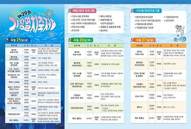 제29회 멸치축제 안내문.