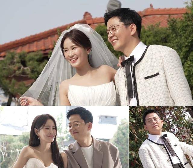 웨딩 촬영에 나선 예비 부부 김준호와 김지민이 물오른 미모를 뽐냈다. 유튜브 영상 캡처