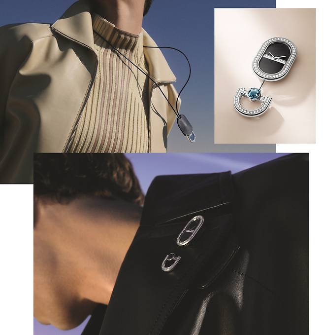 펜던트 목걸이로 브로치로 사용 가능한 마이용 리브르 컬렉션. 사진 에르메스