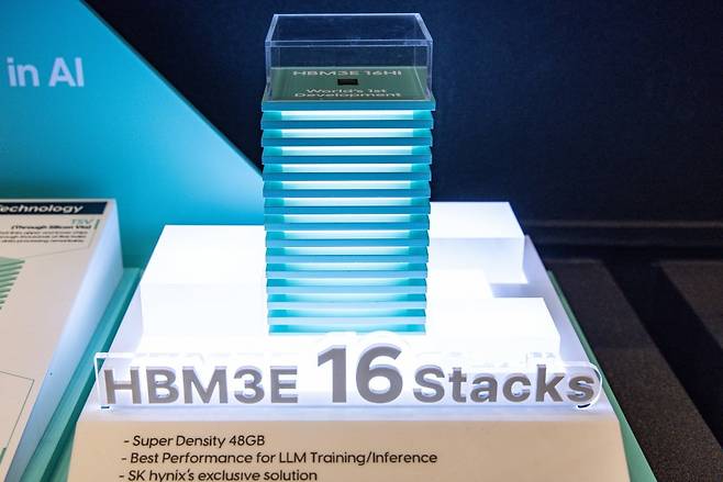 SK하이닉스의 고대역폭메모리 ‘HBM3E’. 사진=연합뉴스