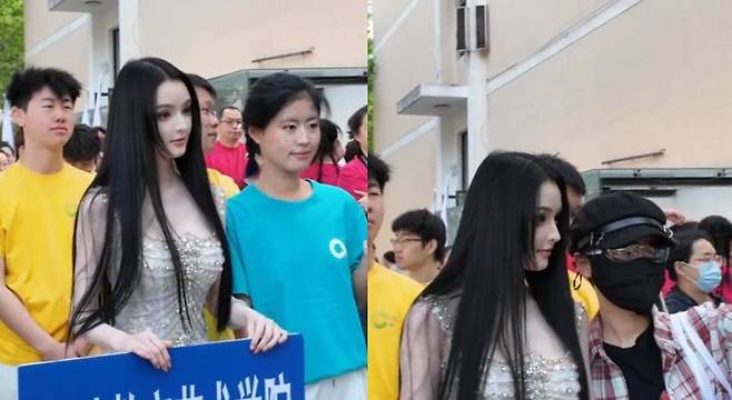 [서울=뉴시스] 23일(현지시각) 중국 지무신문, 홍성신문 등 현지 매체에 따르면 지난 17일 중국의 시안미술학원(대학) 교내 체육대회에서 한 여대생이 AI같은 미모로 화제를 모았다. (사진= 중국 시나뉴스 갈무리 ) 2025.04.24. photo@newsis.com *재판매 및 DB 금지