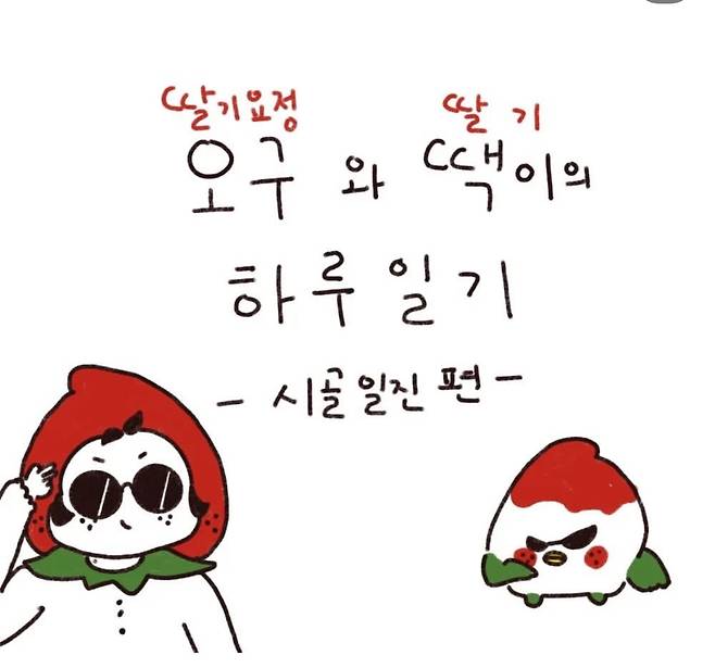 오수빈 씨가 직접 그린 '딸기요정과 땍이' 캐릭터 [오수빈 씨 제공. 재판매 및 DB 금지]
