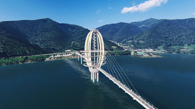 성주호 관광단지 조성 계획 중 새로운 랜드마크가 될 성주호를 가로지르는 '보도교' 조감도. 성주군 제공
