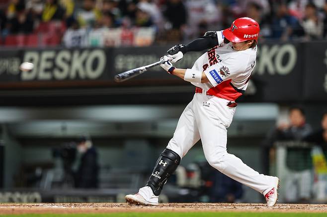 KIA 나성범이 25일 광주-기아 챔피언스 필드에서 열린 2025 KBO리그 LG전에서 안타를 때리고 있다. 사진 | KIA 타이거즈