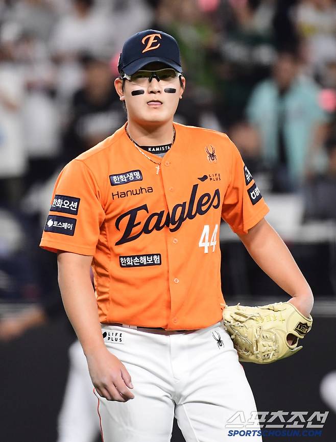 25일 대전 한화생명볼파크에서 열린 한화와 KT의 경기. 9회초 1실점을 허용한 한화 마무리 김서현. 대전=송정헌 기자songs@sportschosun.com/2025.04.25/