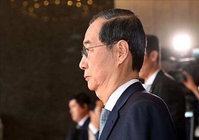 한덕수 대통령 권한대행 국무총리가 24일 오전 서울 여의도 국회에서 열린 국회 본회의에서 2025년도 제1회 추경경정예산안에 대한 정부 시정연설을 마친 뒤 국회를 떠나고 있다. ⓒ데일리안 홍금표 기자