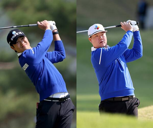 2025년 한국프로골프(KPGA) 투어 우리금융 챔피언십에 출전한 박준홍, 임성재 프로가 2라운드에서 경기하는 모습이다. 사진제공=KPGA