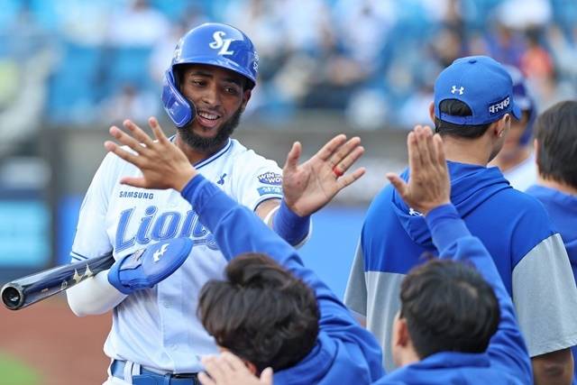 디아즈가 26일 대구 NC전에서 기뻐하고 있다. 사진=삼성 제공