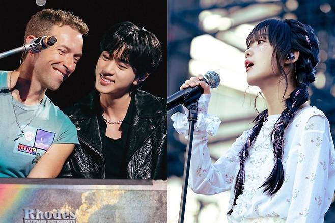 왼쪽부터 콜드플레이 크리스 마틴, 방탄소년단 진, 한로로. 진 인스타그램/한로로 인스타그램