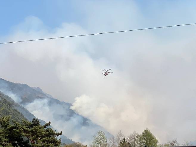 26일 오후 1시 11분쯤 강원 인제군 상남면 하남리 인근 야산에서 발생했다. 독자 제공