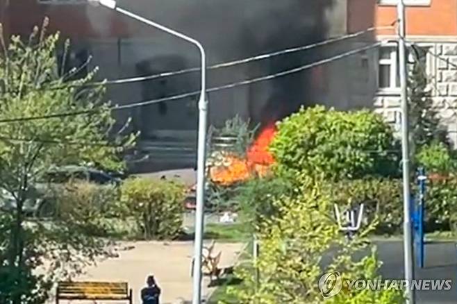 차량 폭발 사고 발생한 모스크바 인근 발라시하 [타스 연합뉴스. 재판매 및 DB 금지]