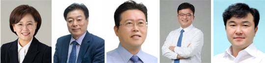 왼쪽부터 김연, 이규희, 장기수, 한태선, 황천순. 대전일보DB