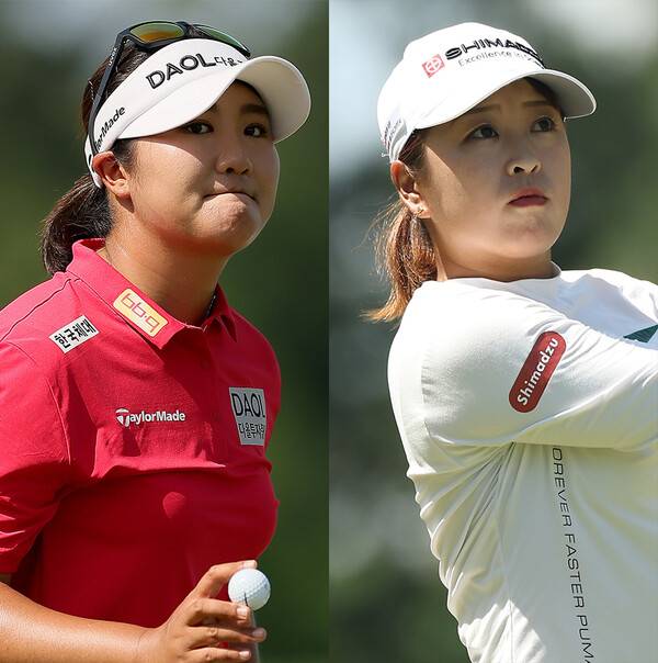 미국여자프로골프(LPGA) 투어 2025시즌 첫 메이저 대회 셰브론 챔피언십 3라운드 선두로 우승 경쟁에 뛰어든 한국의 유해란 프로, 일본의 사이고 마오. 사진제공=LPGA & Getty Images