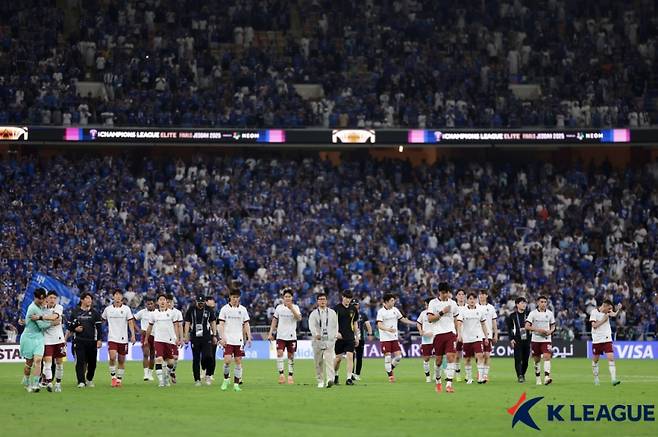 광주FC가 ACLE 8강에서 여정을 마쳤다. 사진=프로축구연맹