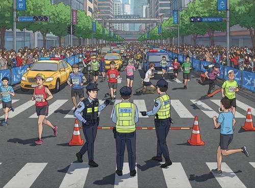 마라톤 대회 [구글 생성형 AI '제미나이' 제작 그림. 재판매 및 DB 금지]