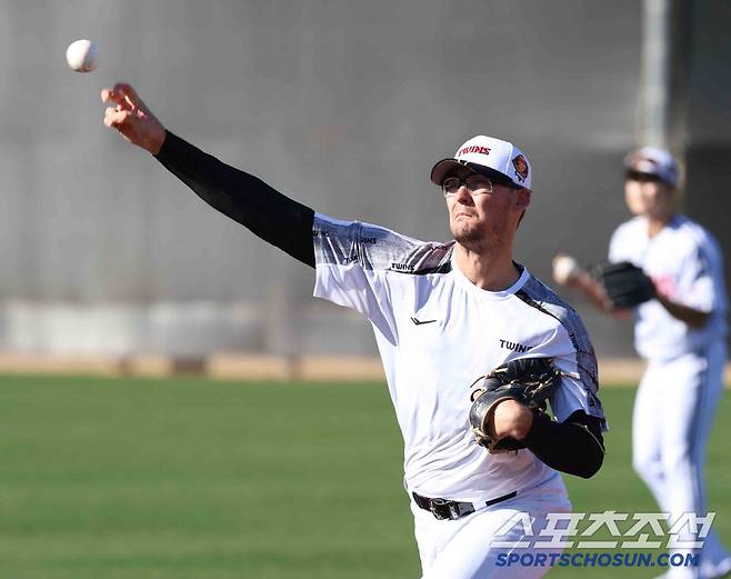 코엔 윈이 지난 2월 애리조나 캠프서 초청 선수로 훈련하던 모습. 사진제공=LG 트윈스