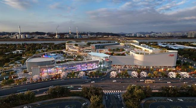 화성 송산그린시티내 복합레저단지인 화성국제테마파크에 들어설 예정인 상업시설 '스타필드' 조감도. 화성시와 신세계화성은 내년중 조성계획 승인을 마무리짓고 본격적인 공사에 들어간다는 계획이다. 화성시 제공