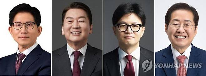 국민의힘 대선 2차 경선 김문수, 안철수, 한동훈, 홍준표 후보(왼쪽부터·가나다 순). 연합뉴스
